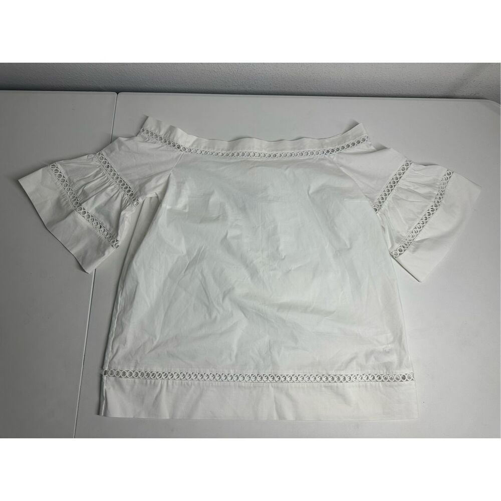 NWT Michael Kors White Eyelet Blouse Medium 3/4 Bell Sleeve 100% Cotton Size L - Picture 2 of 12